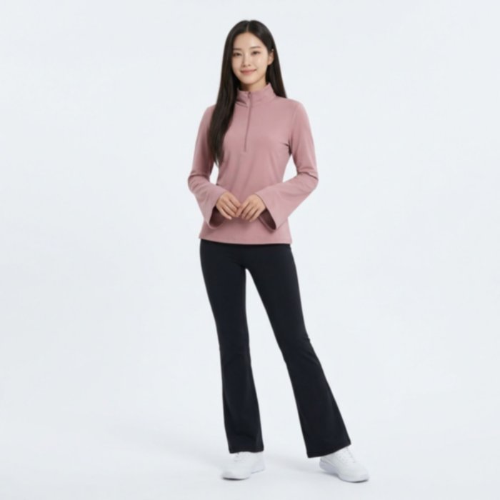 Atasan Sporty Half-Zip Wanita – Korean Casual Fit