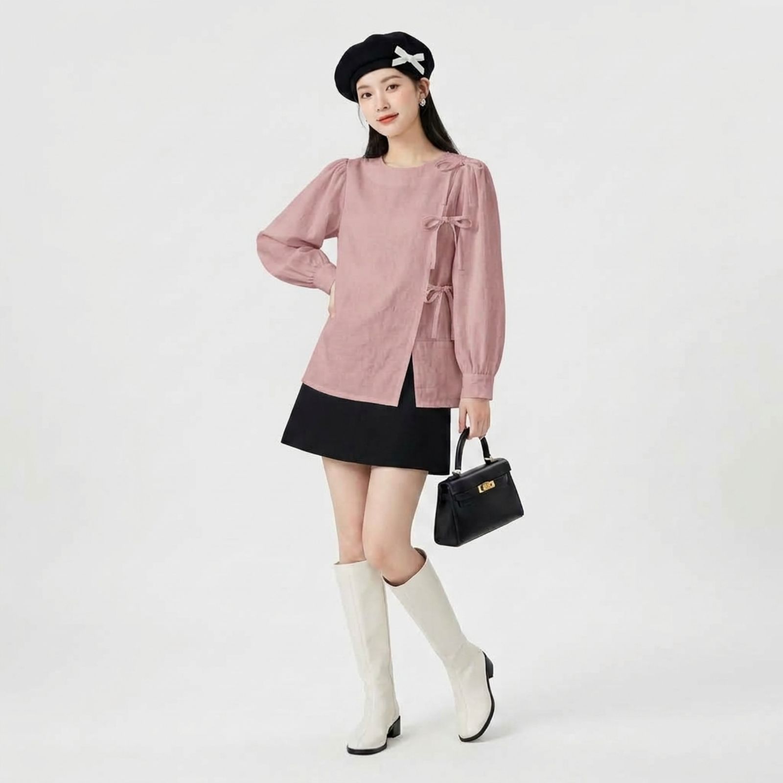 Blouse Korean Bow Elegance DUSTY