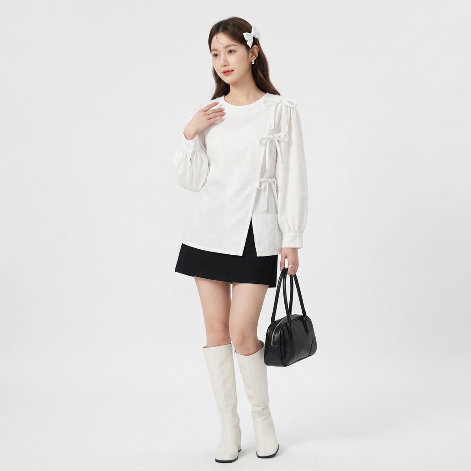Blouse Korean Bow Elegance sampul
