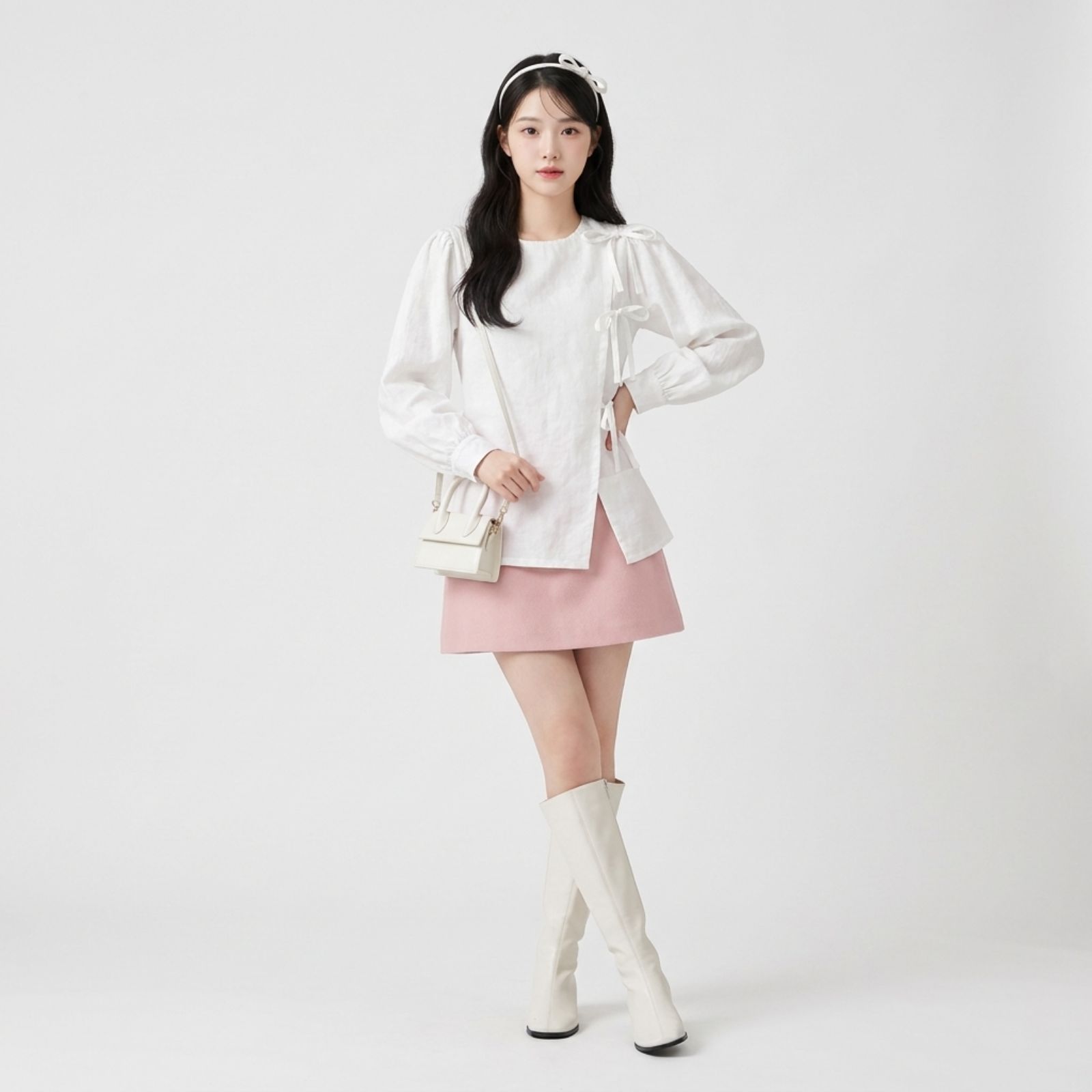 Blouse Korean Bow Elegance sampul