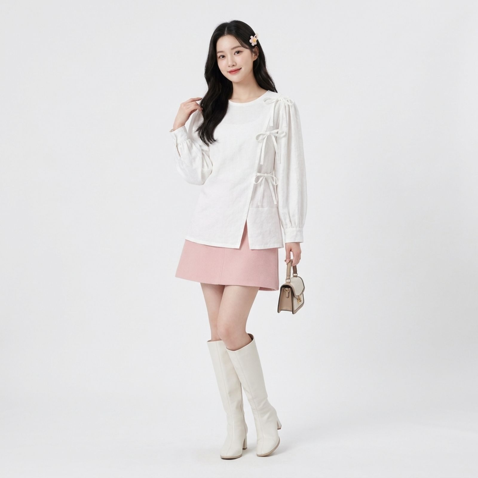 Blouse Korean Bow Elegance sampul