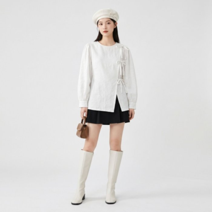 Blouse Korean Bow Elegance