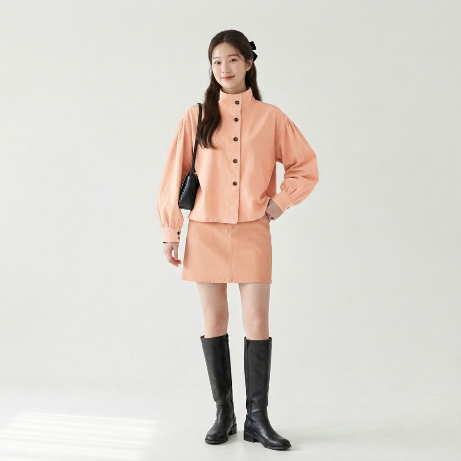Belle Puff Outer – Korean Style Linen PEACH
