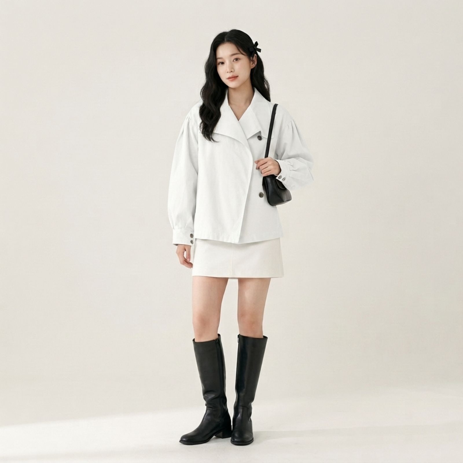 Belle Puff Outer – Korean Style Linen PUTIH