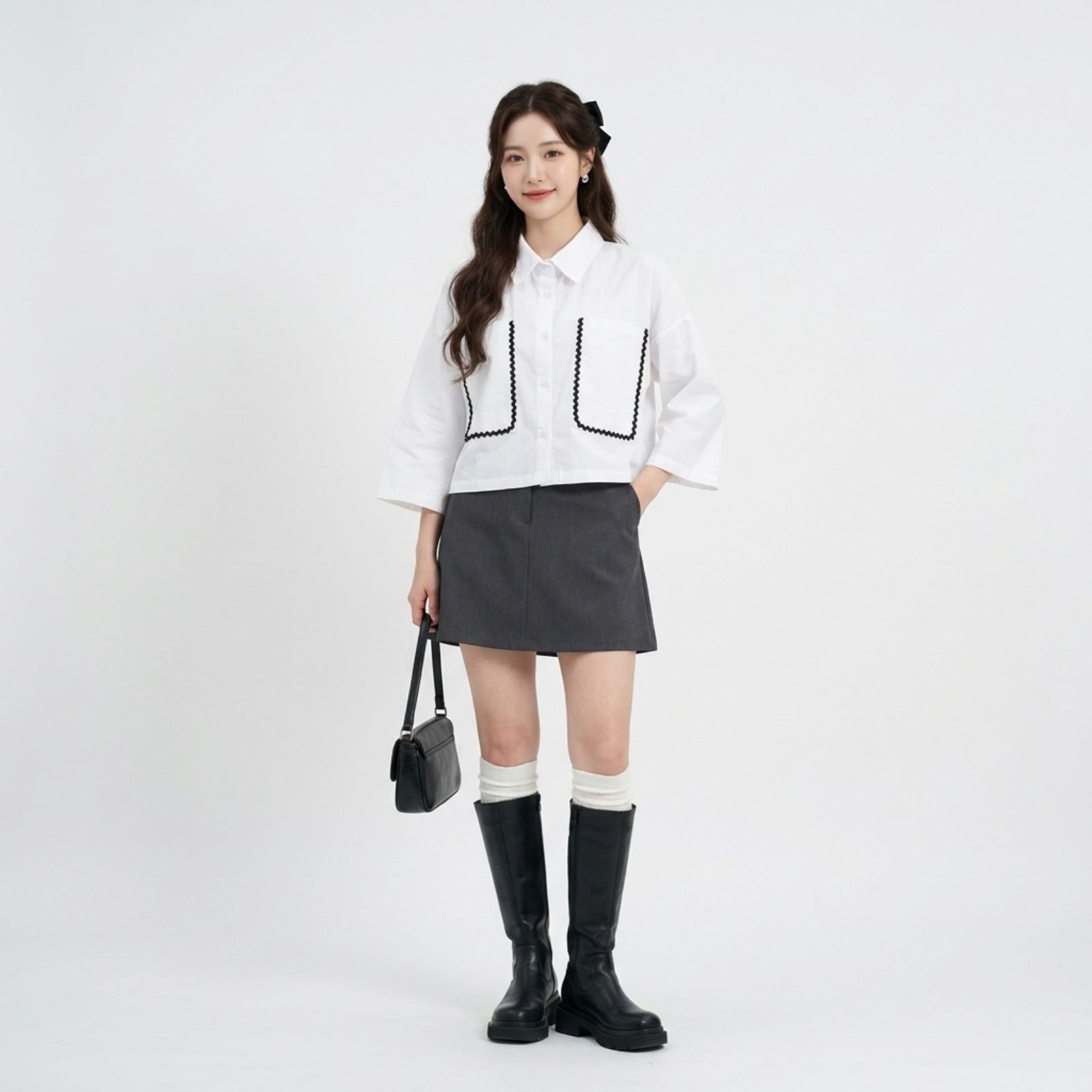 Chloe Contrast Top PUTIH