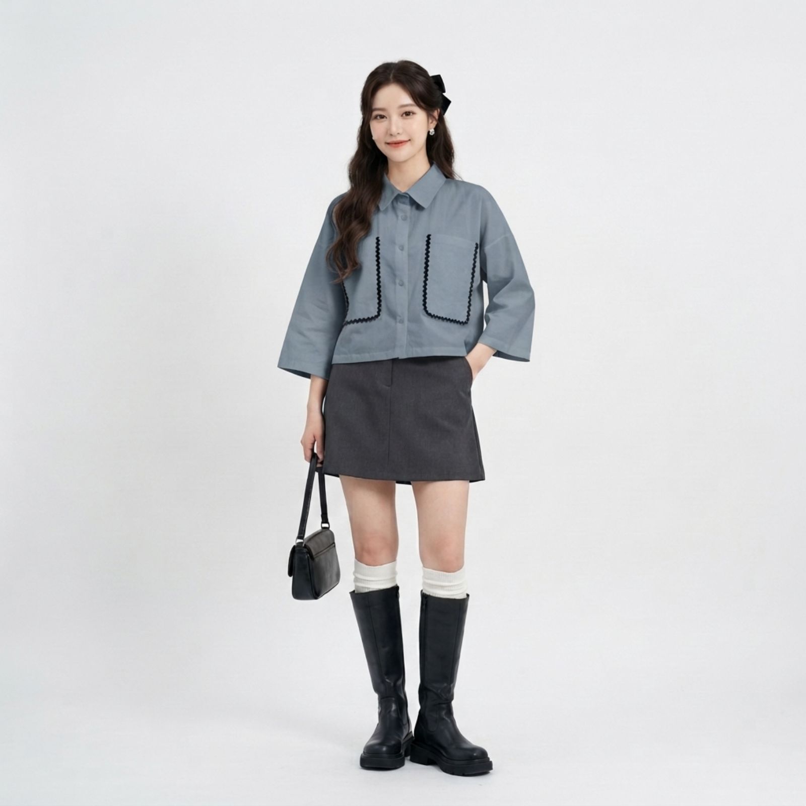Chloe Contrast Top GREY
