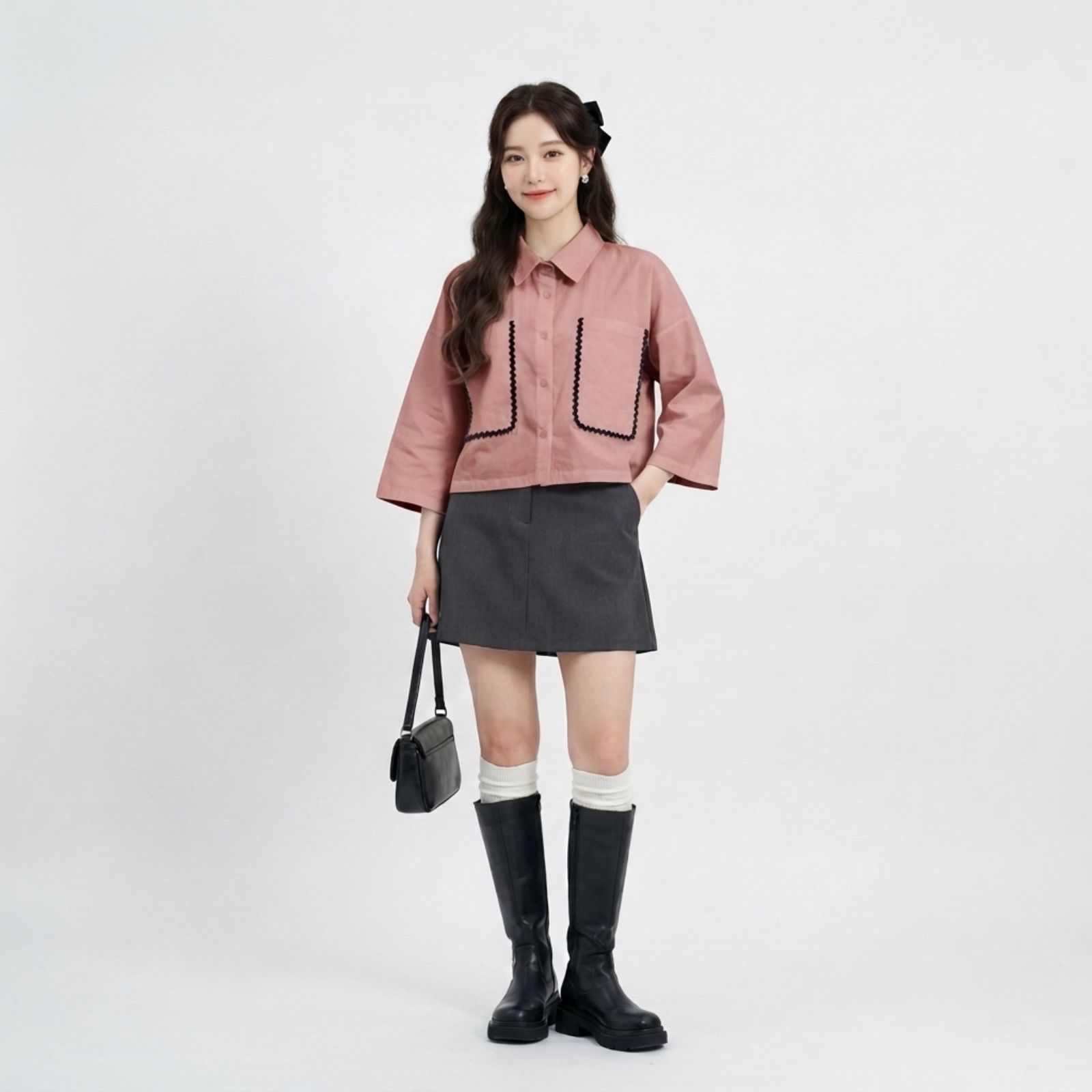Chloe Contrast Top PEACH