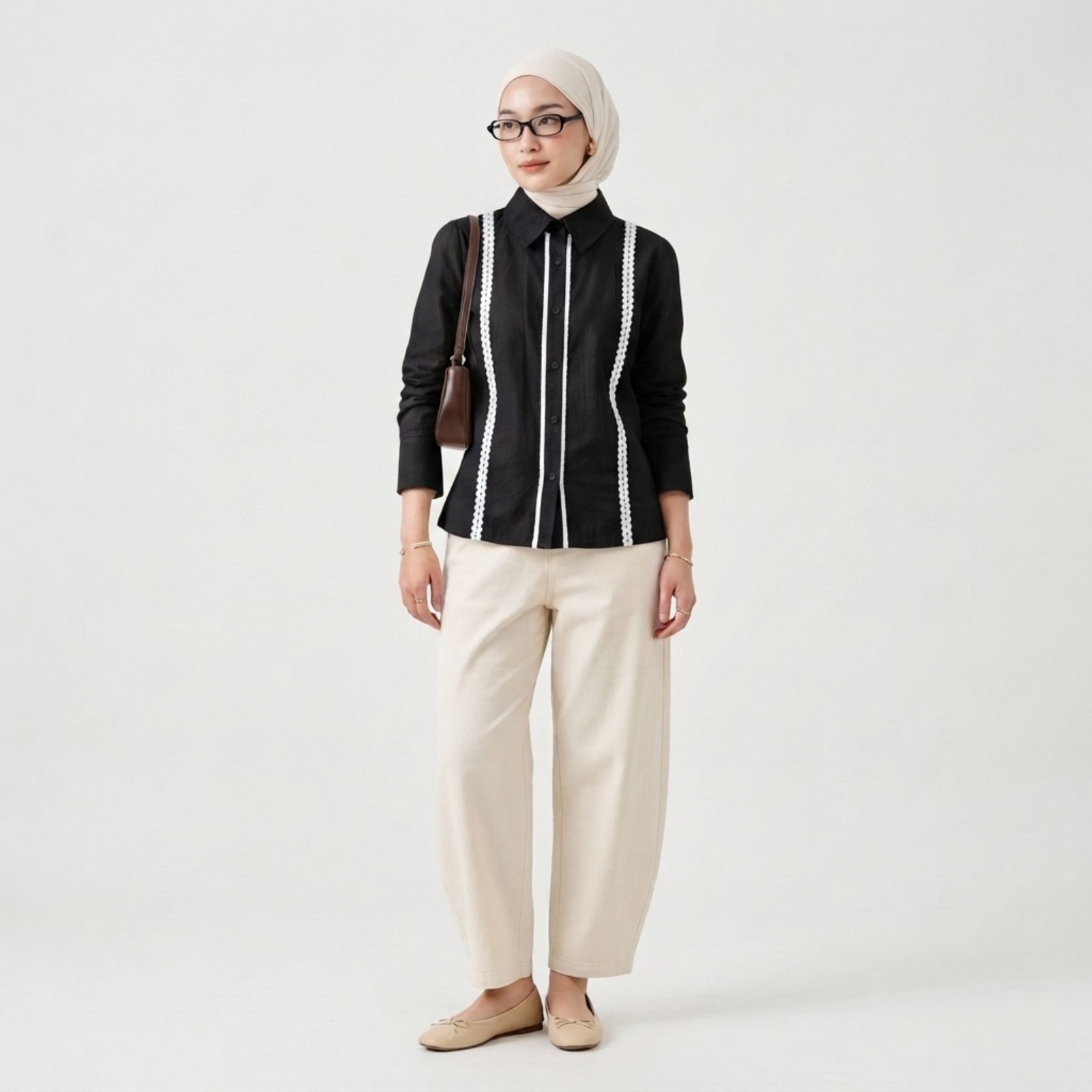 Adeline – Kemeja Poplin Wanita Stylish dan Chic HITAM