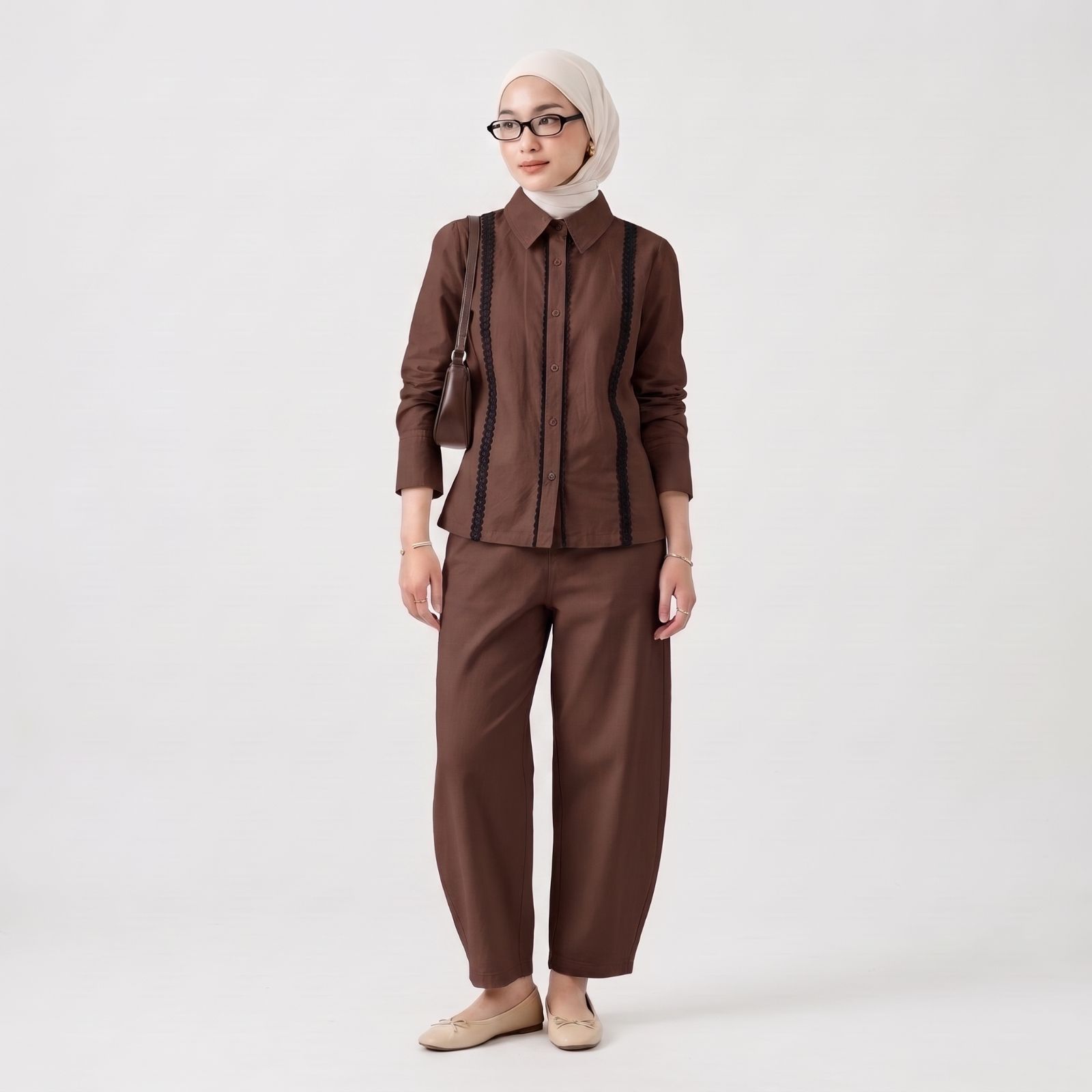 Adeline – Kemeja Poplin Wanita Stylish dan Chic MAHOGANY