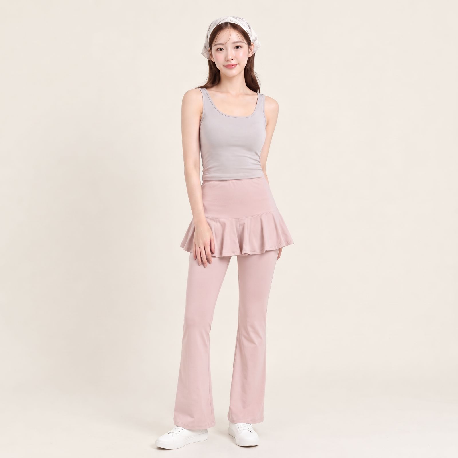 Ruffle Jersey Pants Wanita Korean Style DUSTY