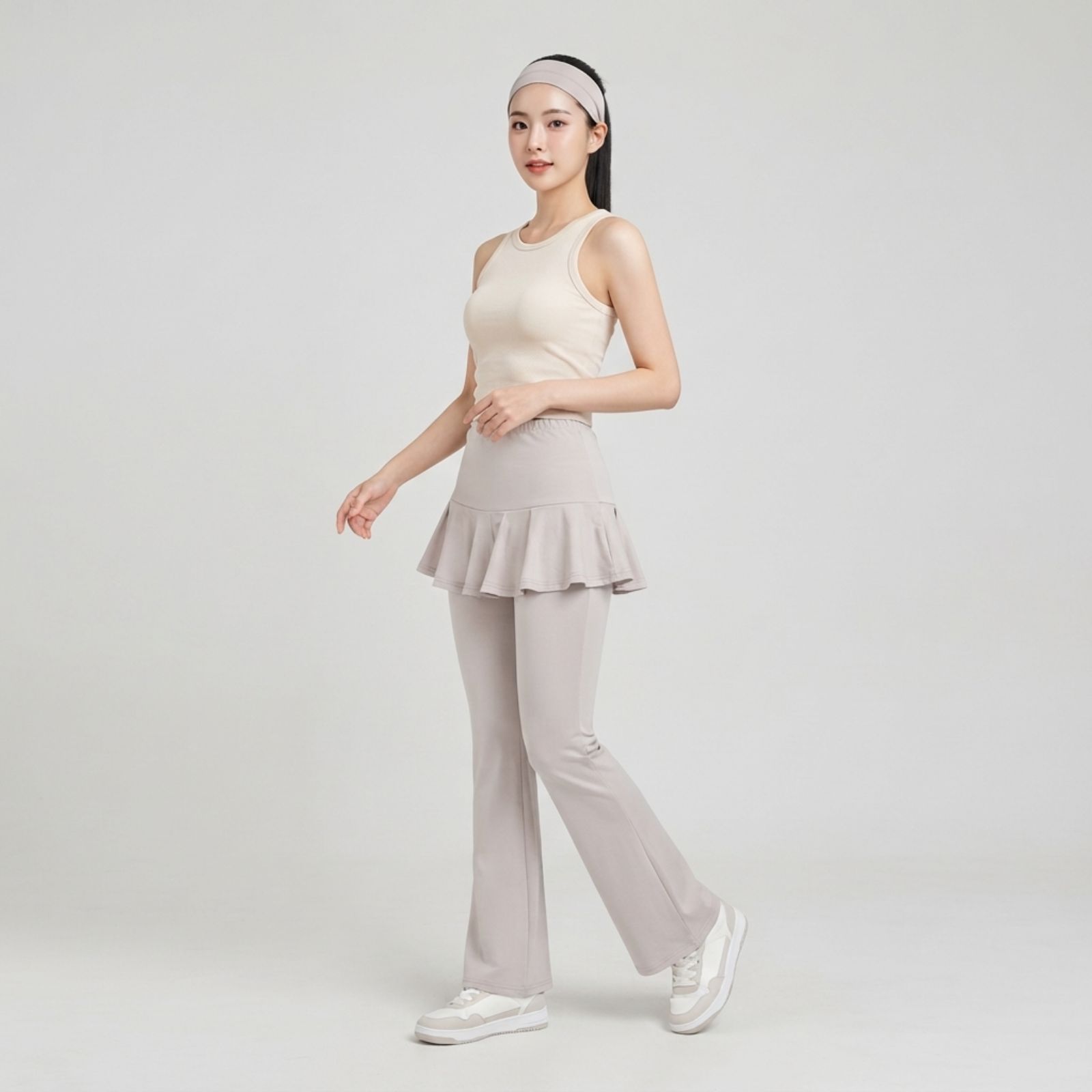 Ruffle Jersey Pants Wanita Korean Style sampul