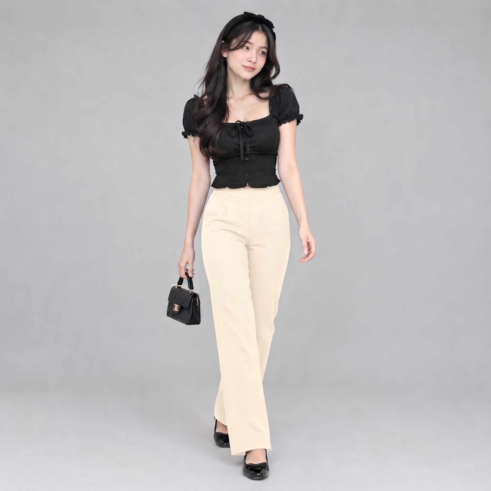 Nikita Highwaist Kulot Loose Scuba by Youniq CREAM