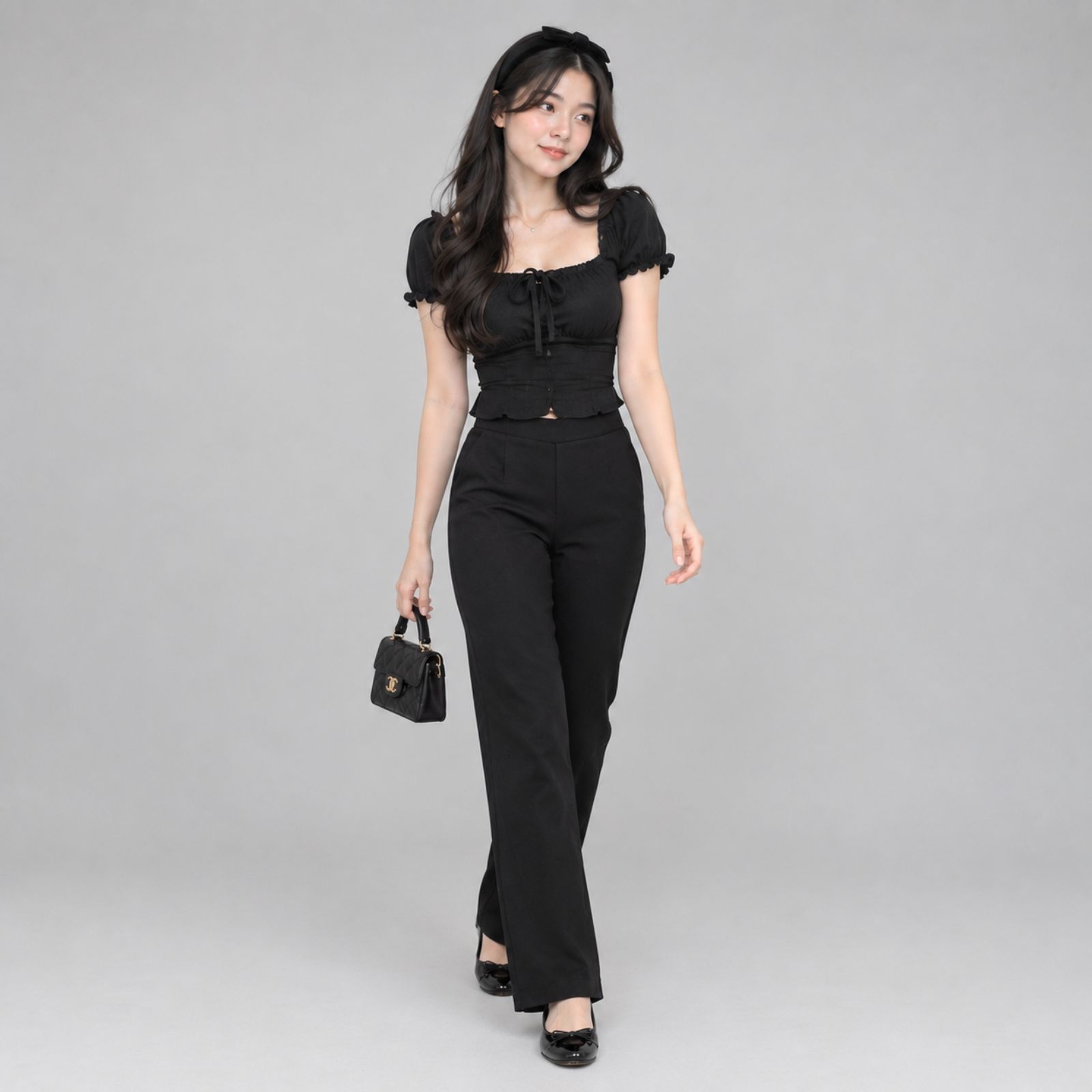 Nikita Highwaist Kulot Loose Scuba by Youniq HITAM