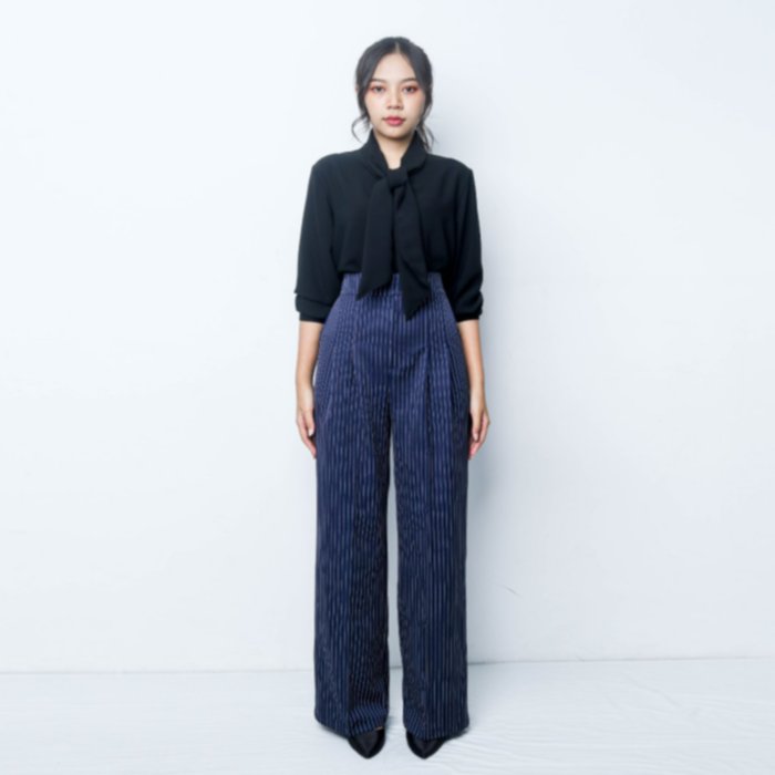 Trousers Semi Culottes Stripe Line - Deep Navy