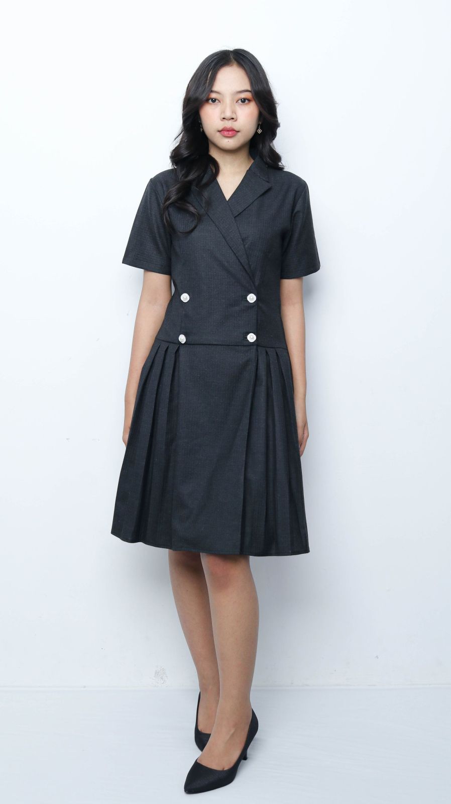 Liliana Midi Dress Plain in Dark Brown DARK BROWN