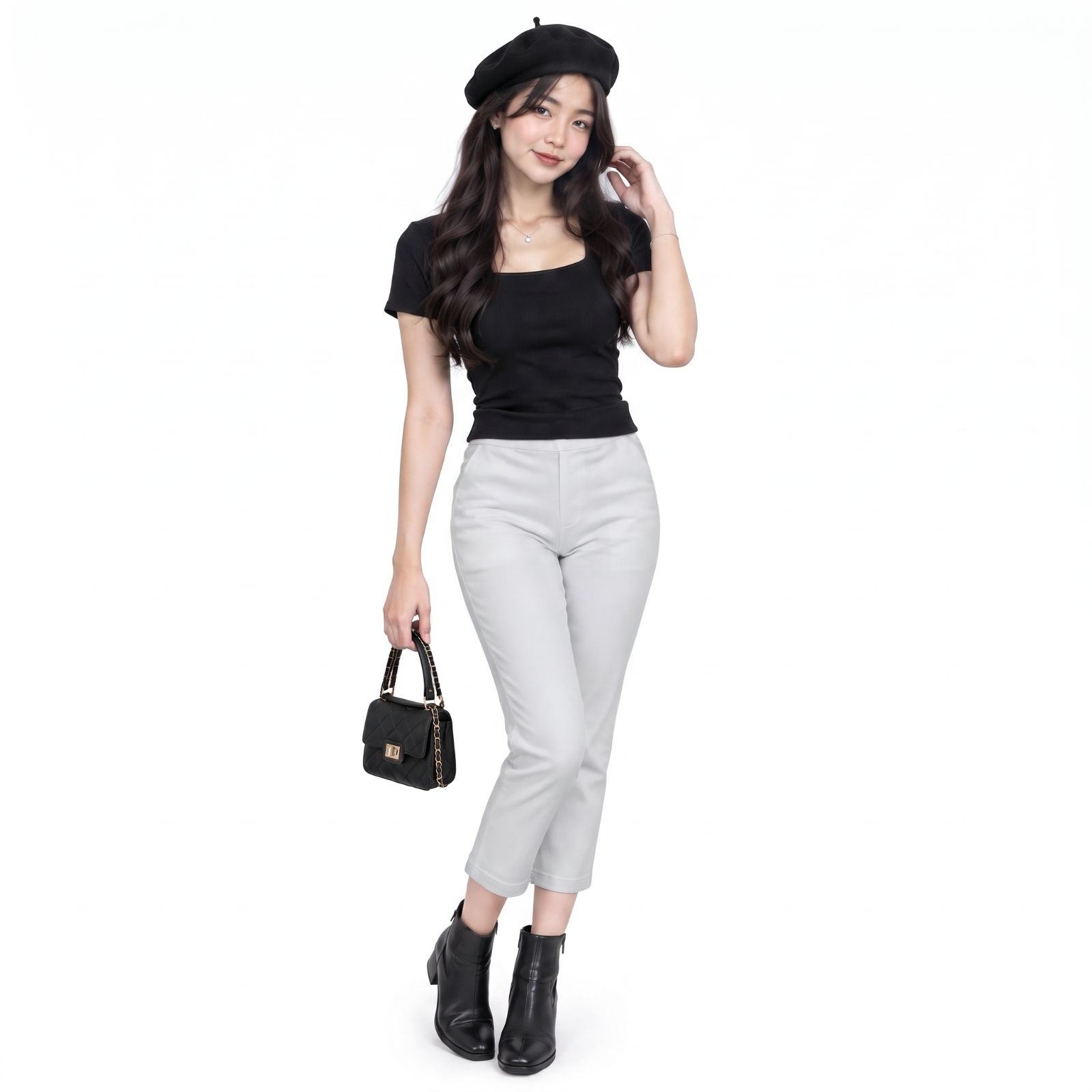 Caroline Basic Pants 7/8 Version | Premium Celana Scuba GREY