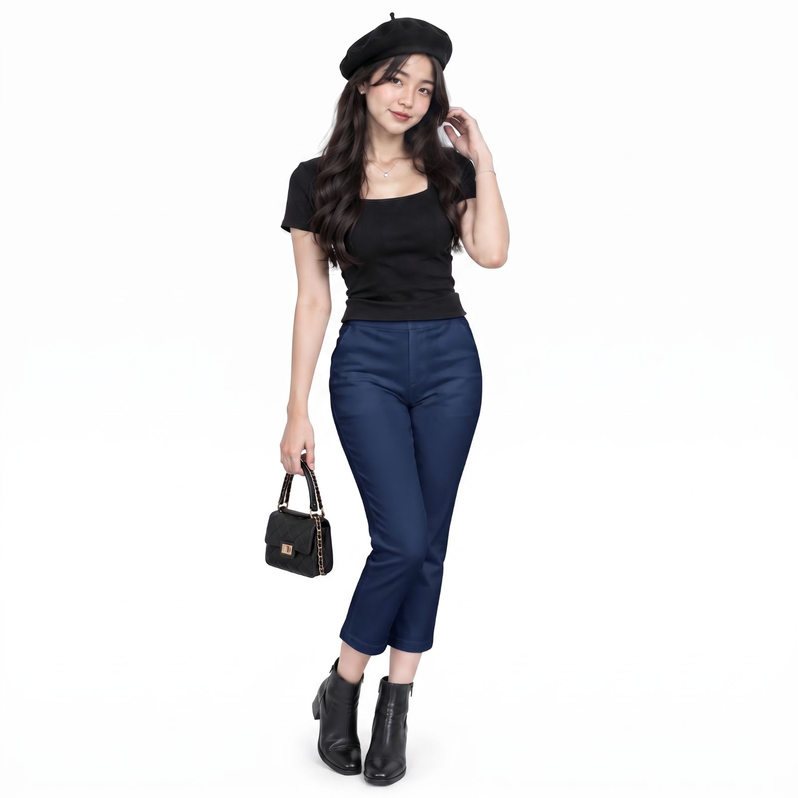 Caroline Basic Pants 7/8 Version | Premium Celana Scuba NAVY