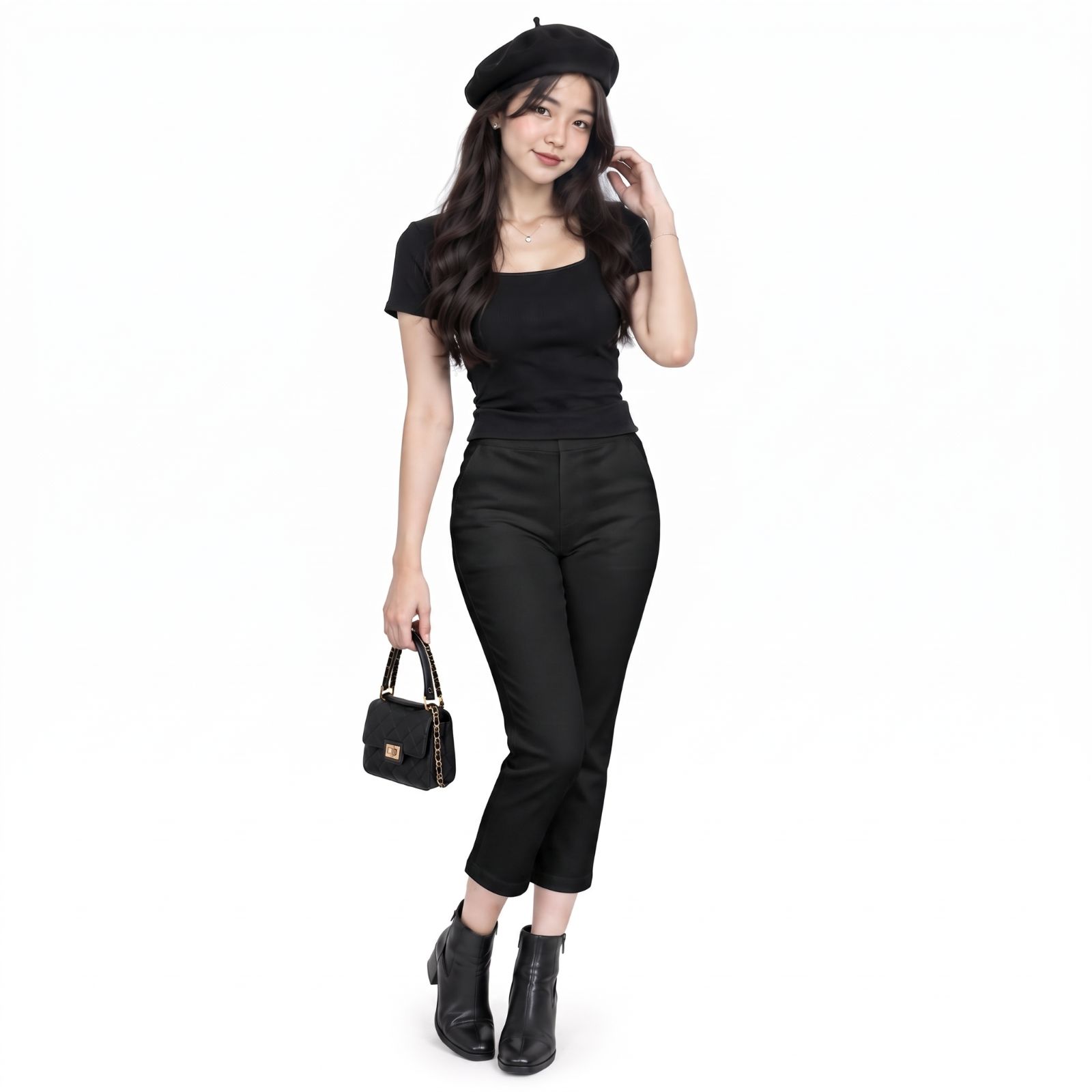 Caroline Basic Pants 7/8 Version | Premium Celana Scuba HITAM