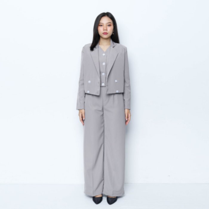 Vittoria Outer Blazer LongSleeve - Set Vittoria in Pastel Grey