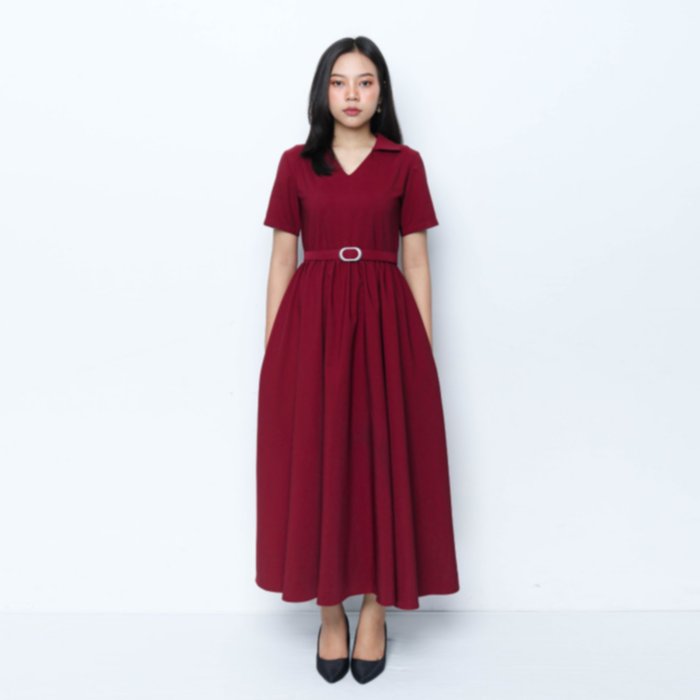 Angeline Dress - Maroon