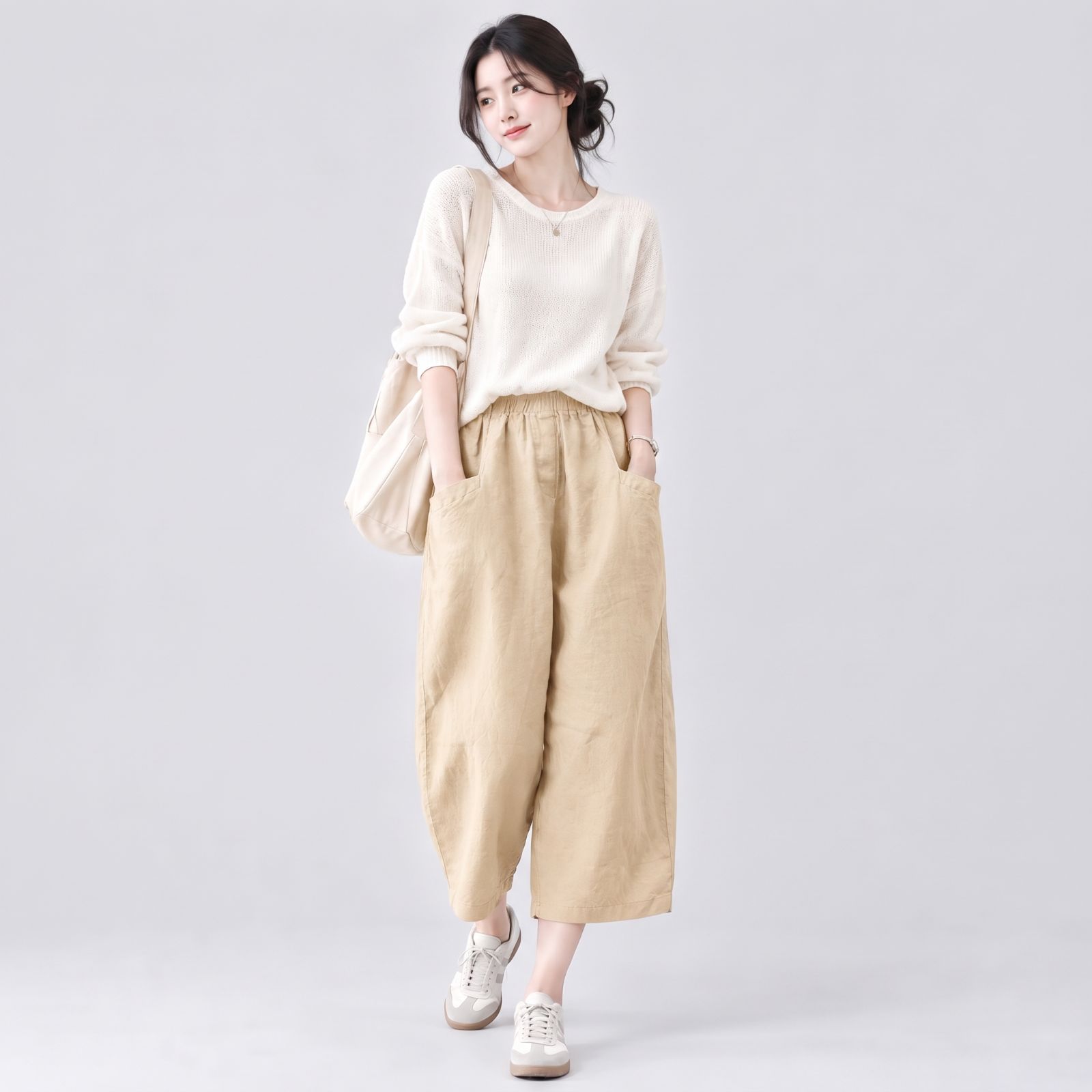 Yola Pants Linen Pocket - Celana Linen BEIGE