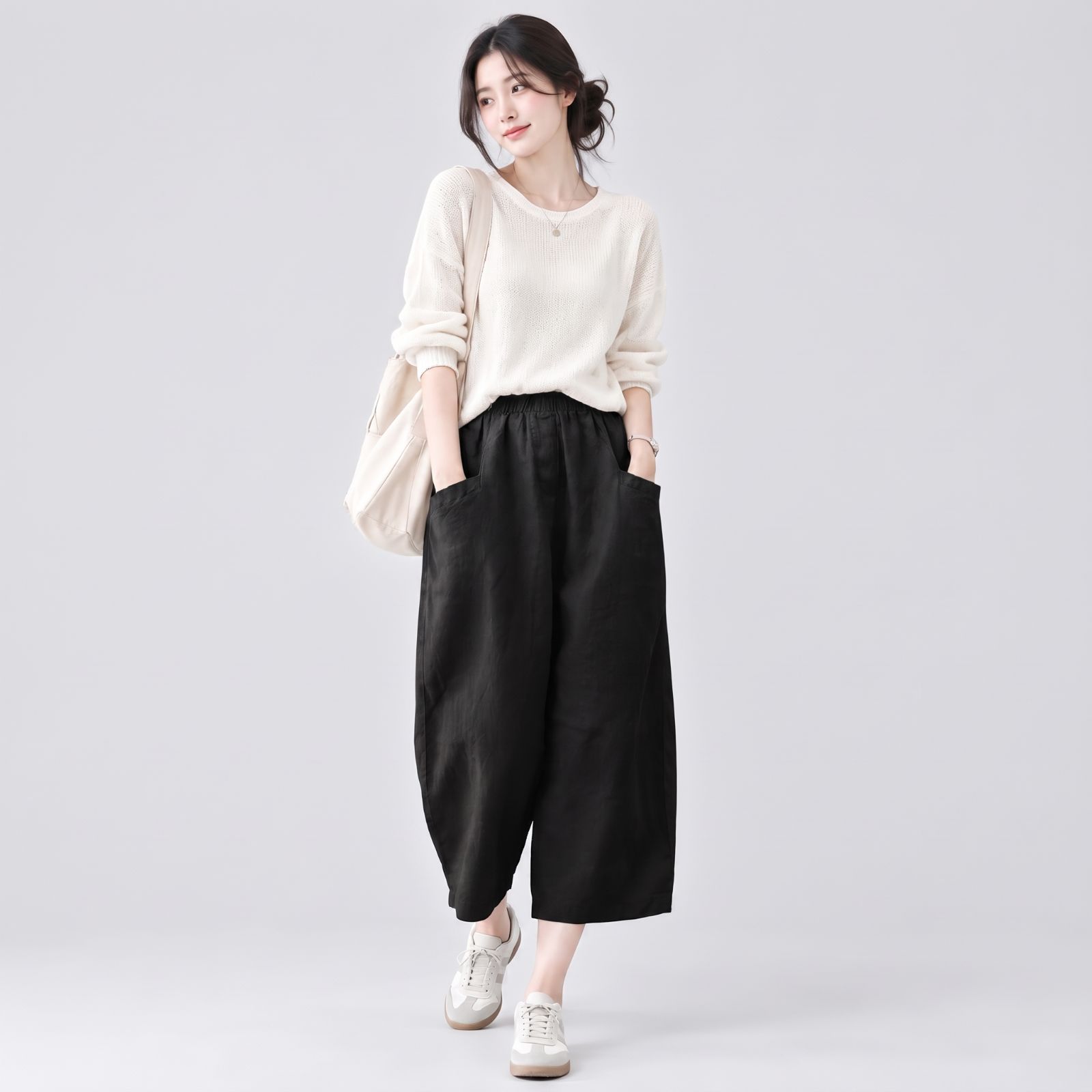 Yola Pants Linen Pocket - Celana Linen HITAM