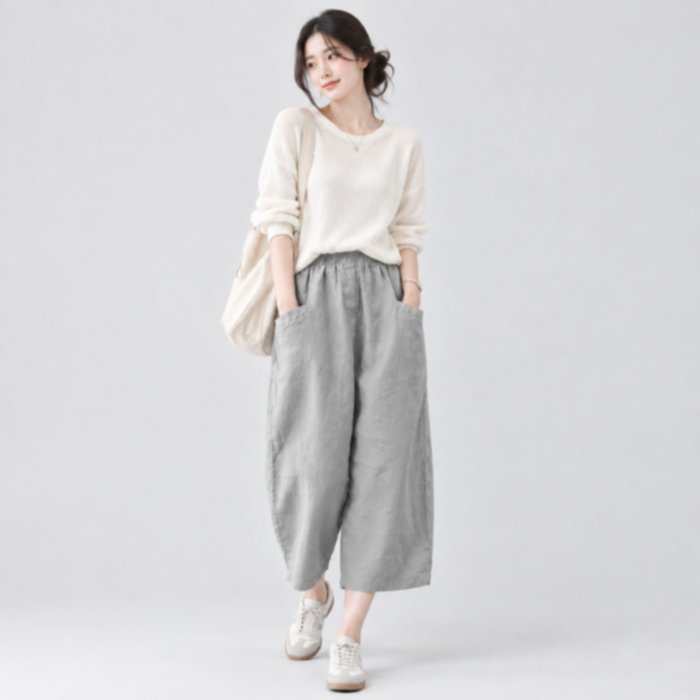 Yola Pants Linen Pocket - Celana Linen