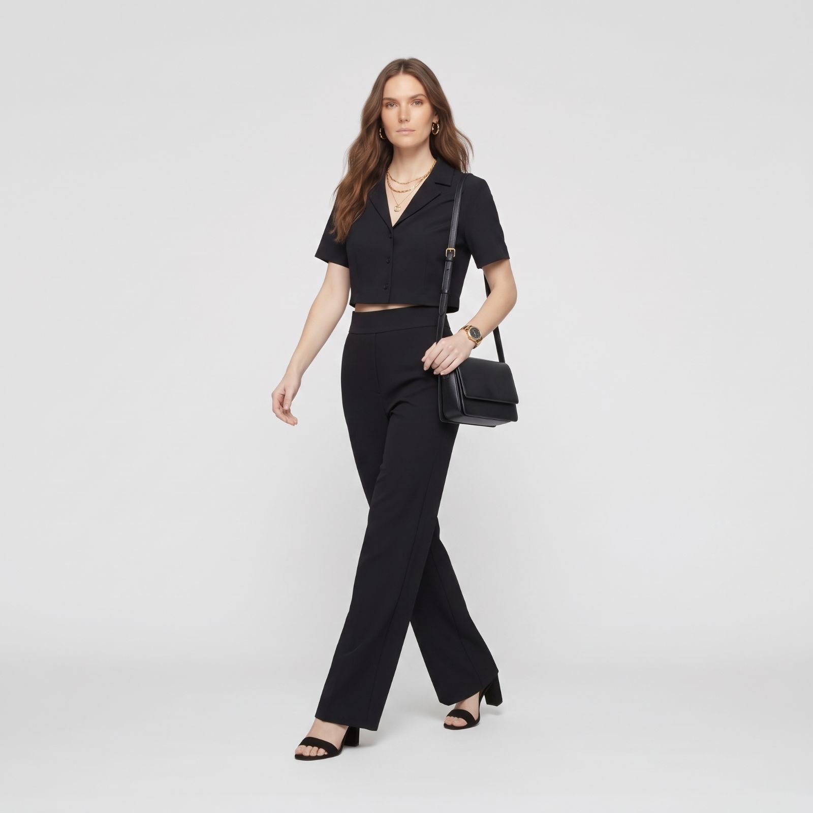 Felicia Pants - Straight Cut Scuba Material Trousers sampul
