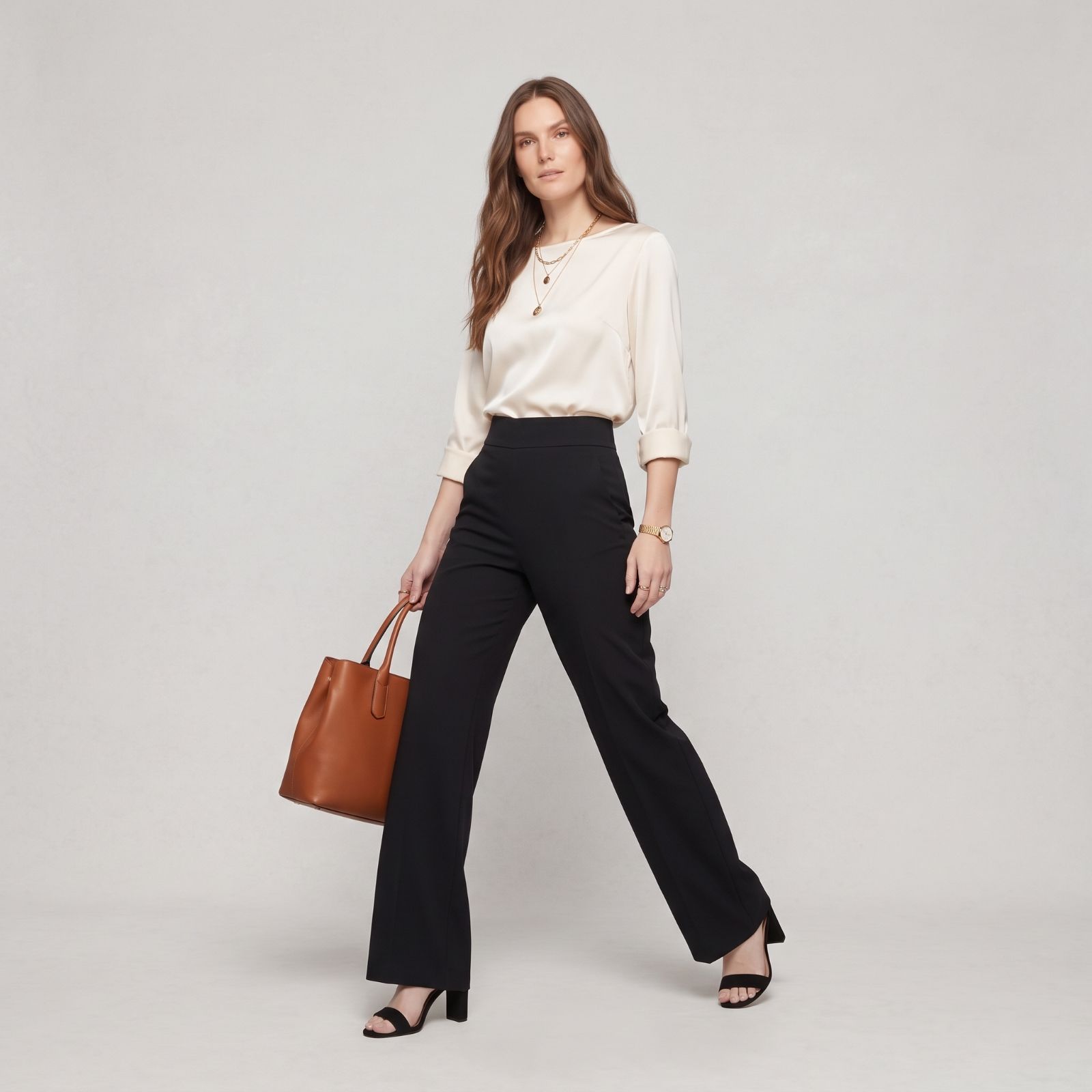 Felicia Pants - Straight Cut Scuba Material Trousers sampul