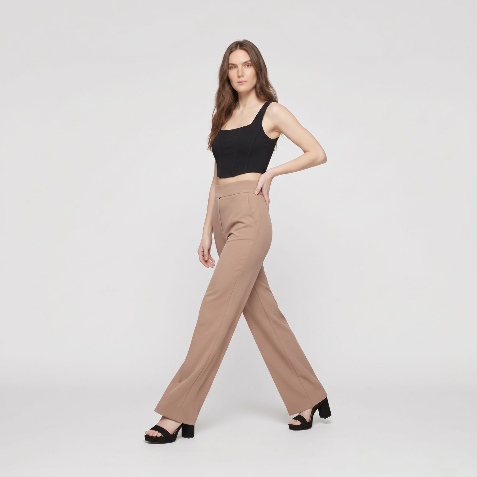 Felicia Pants - Straight Cut Scuba Material Trousers MILO