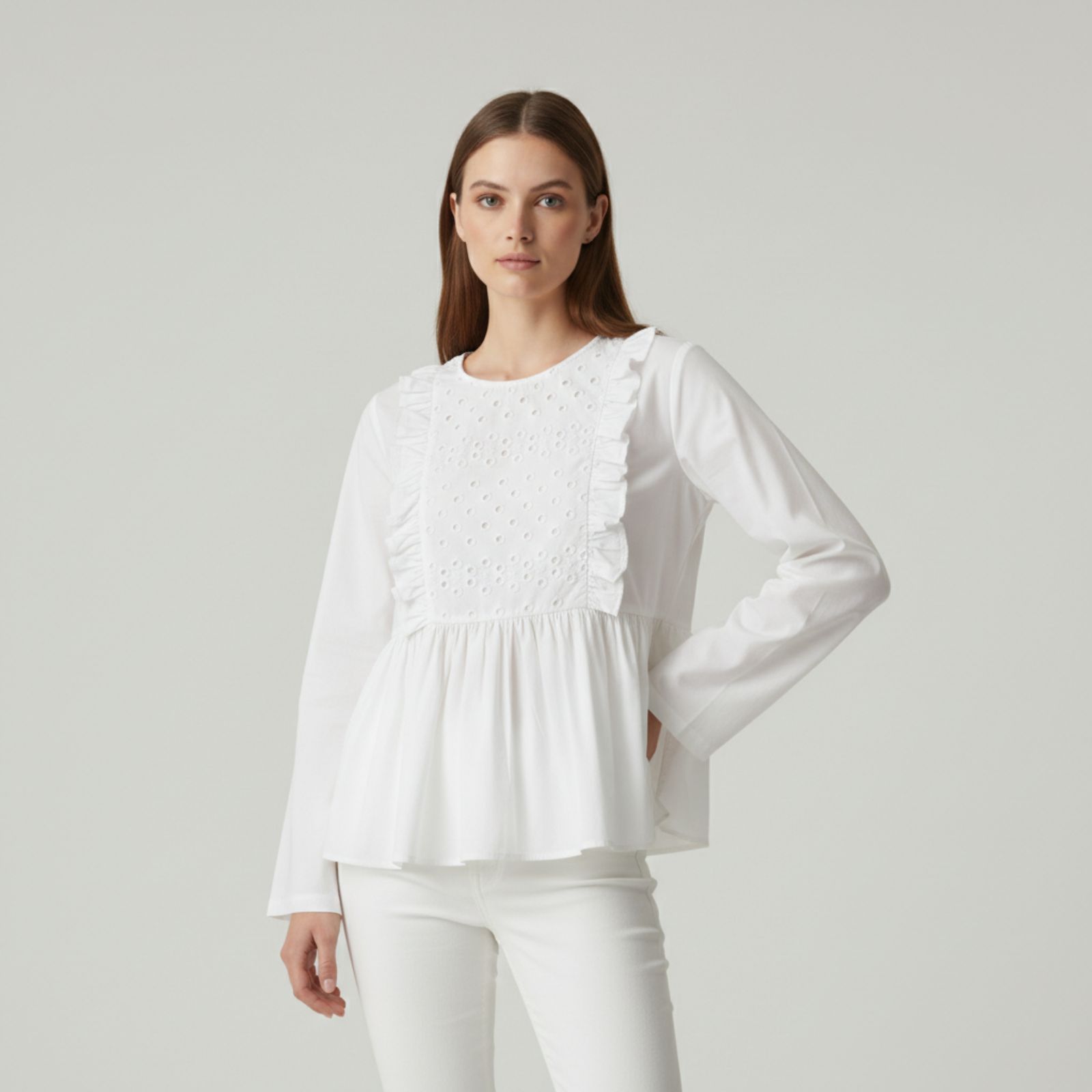 Aneline Blouse - Brokat Blouse Simple Long Sleeve