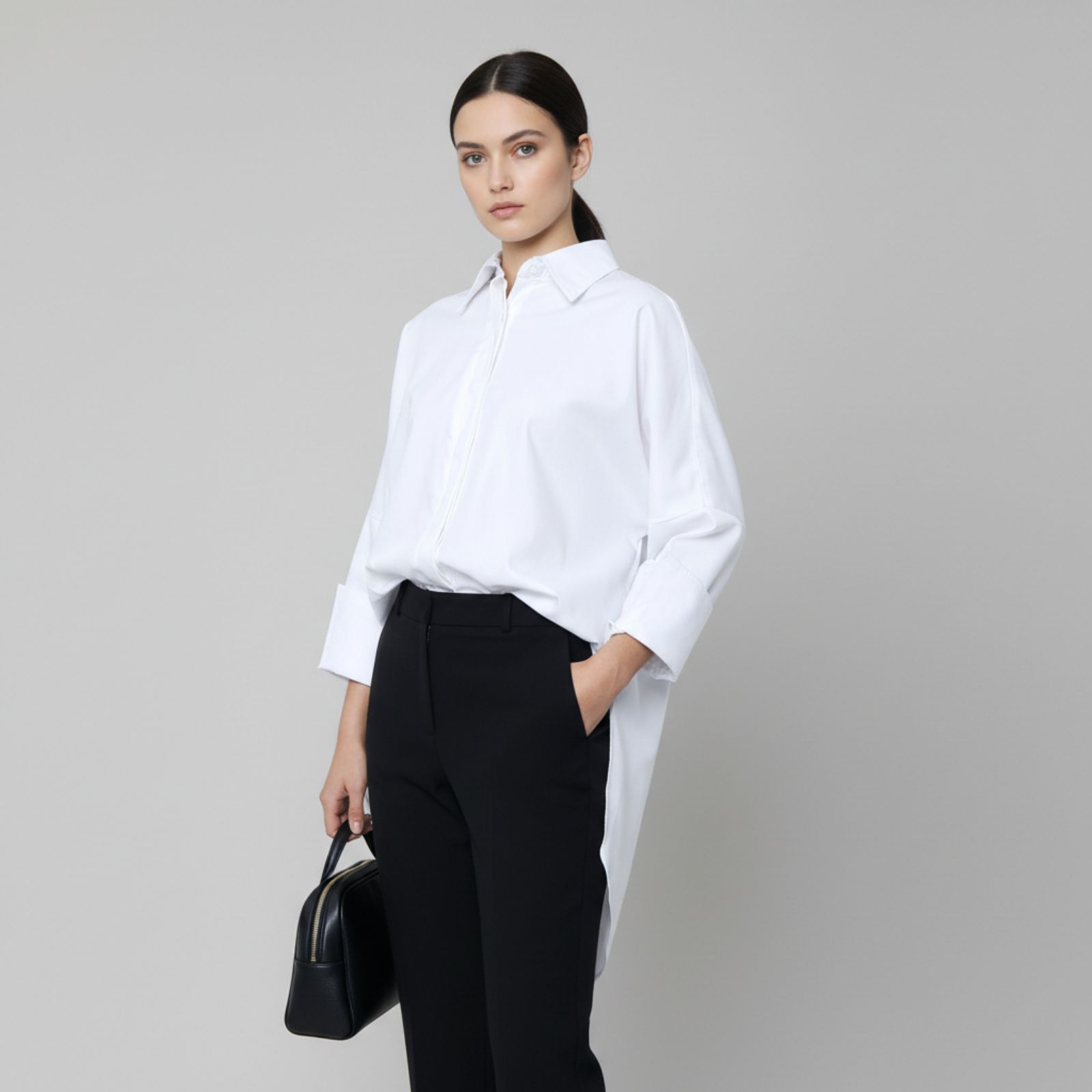 Hibi Blouse Putih - Kemeja Atasan Kerja Kuliah Magang Wanita Lengan Panjang All size Jumbo Big Size