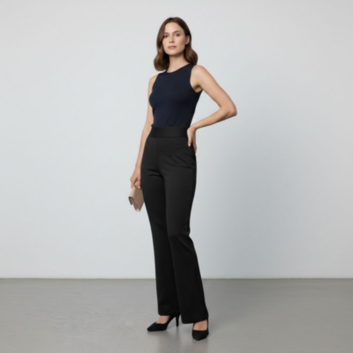 Flare Long Pants - Women's Scuba Pants with Flare Cut Casual Style