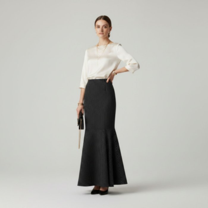 Lora Long Skirt Flare Stripe - Long Skirt Casual Edition
