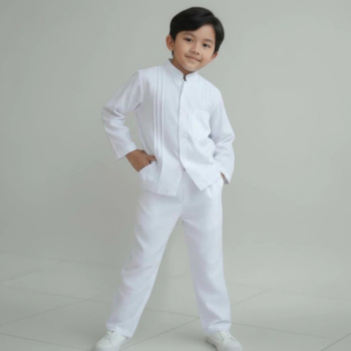 Baju Koko Anak Laki-Laki Lengan Panjang Manasik Haji | Baju Koko Bahan Katun Adem