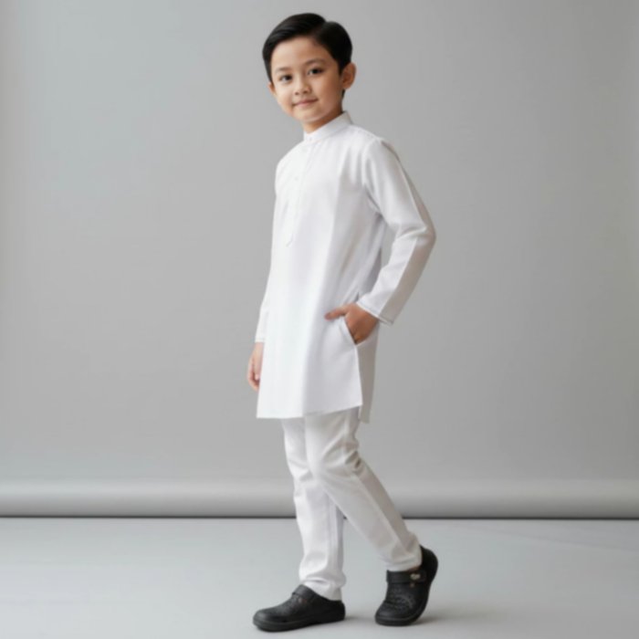 Baju Koko Anak Laki-Laki Manasik Haji | Baju Anak Putih Lengan Panjang Manasik