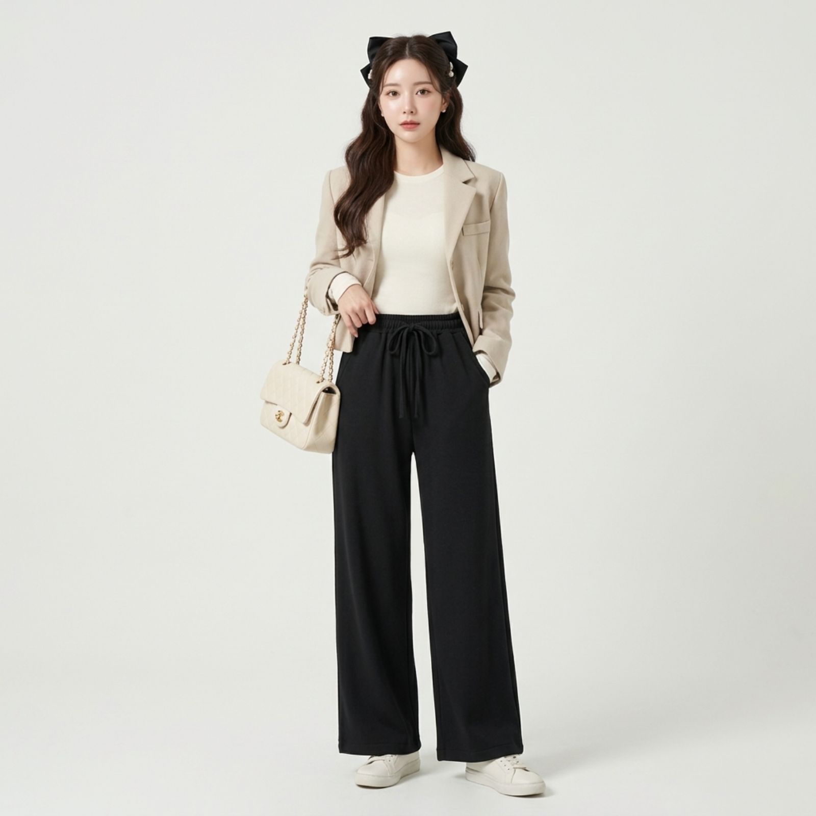Celana Knit Pants Highwaist Wanita - Loose Pants Basic Stretch Premium Korean By Youniq sampul