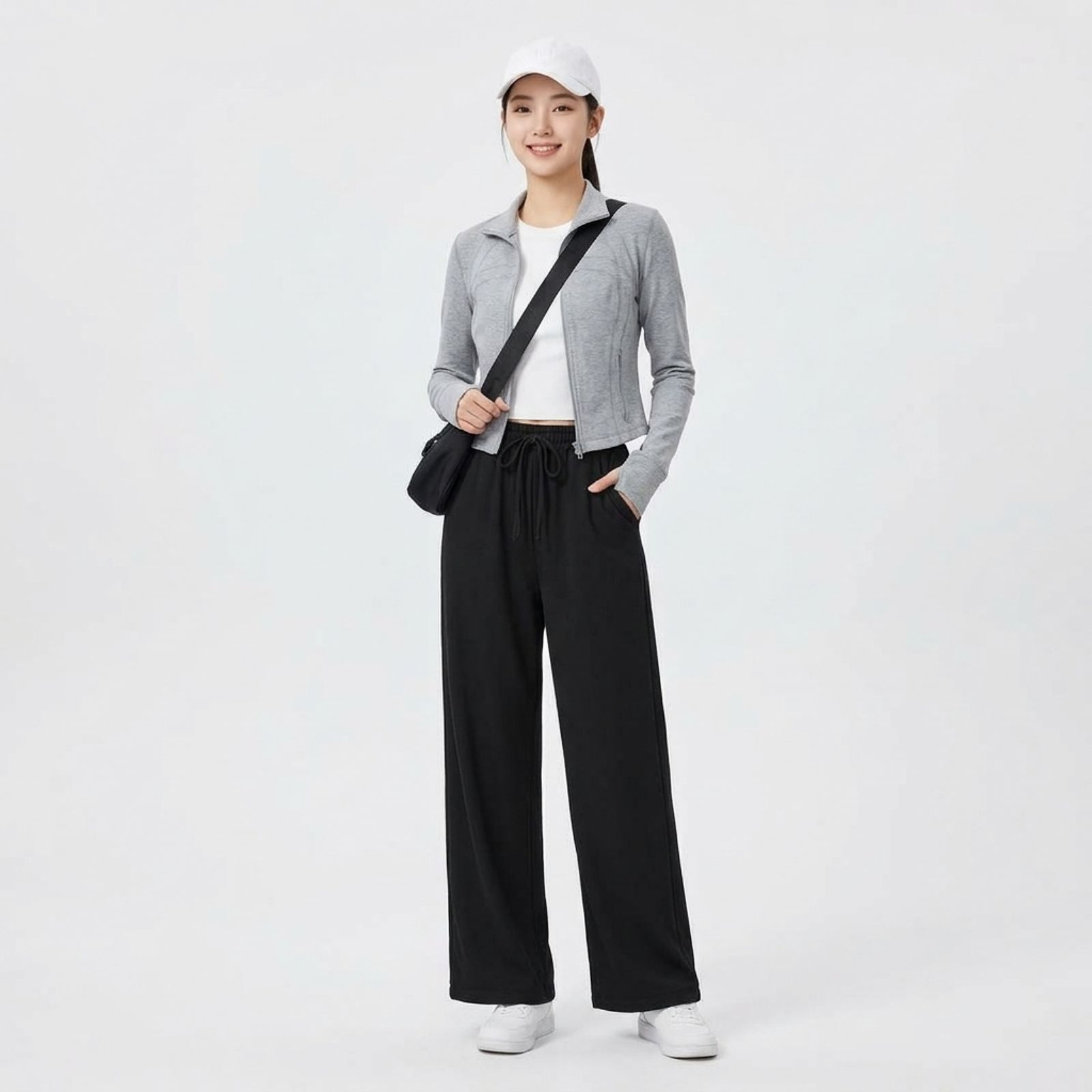Celana Knit Pants Highwaist Wanita - Loose Pants Basic Stretch Premium Korean By Youniq sampul