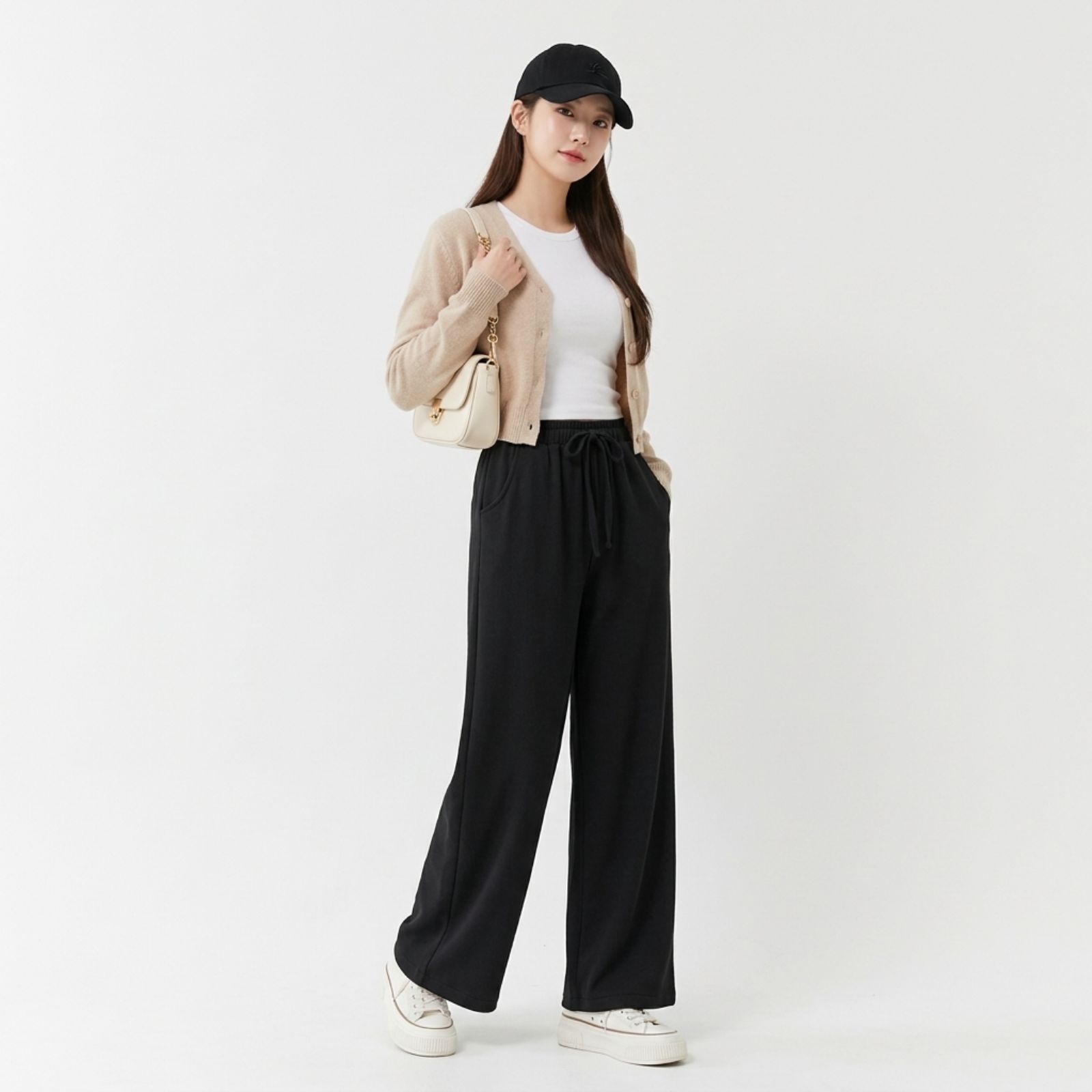 Celana Knit Pants Highwaist Wanita - Loose Pants Basic Stretch Premium Korean By Youniq sampul
