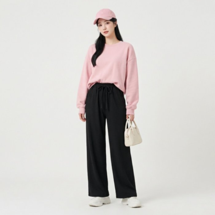 Celana Knit Pants Highwaist Wanita - Loose Pants Basic Stretch Premium Korean By Youniq