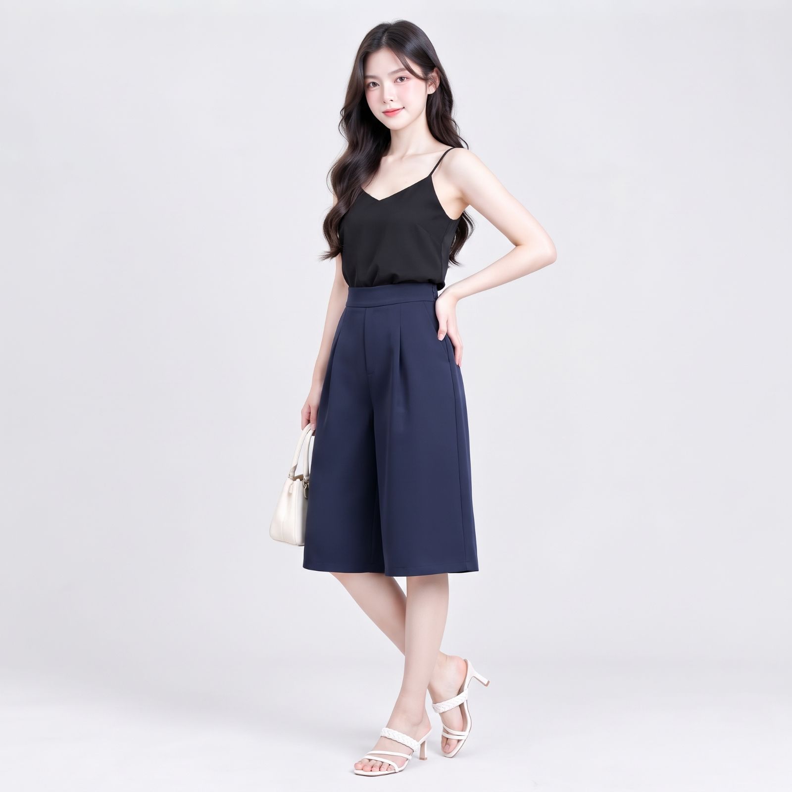 Caren Mid Pants Scuba Premium NAVY