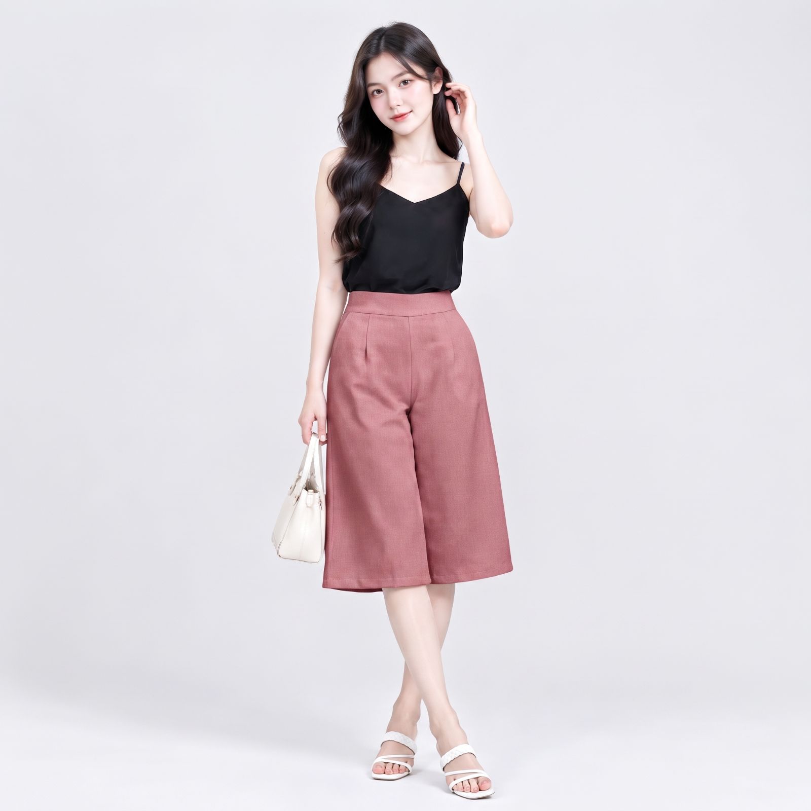 Caren Mid Pants Scuba Premium DUSTY