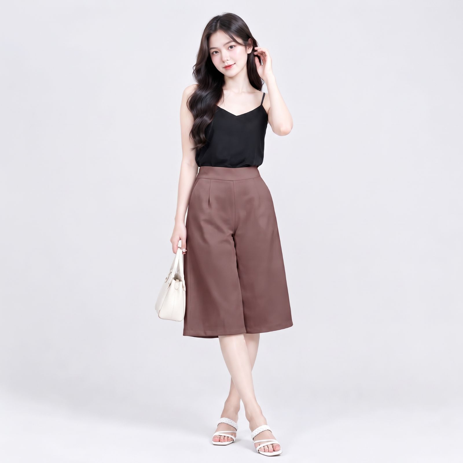Caren Mid Pants Scuba Premium LATTE