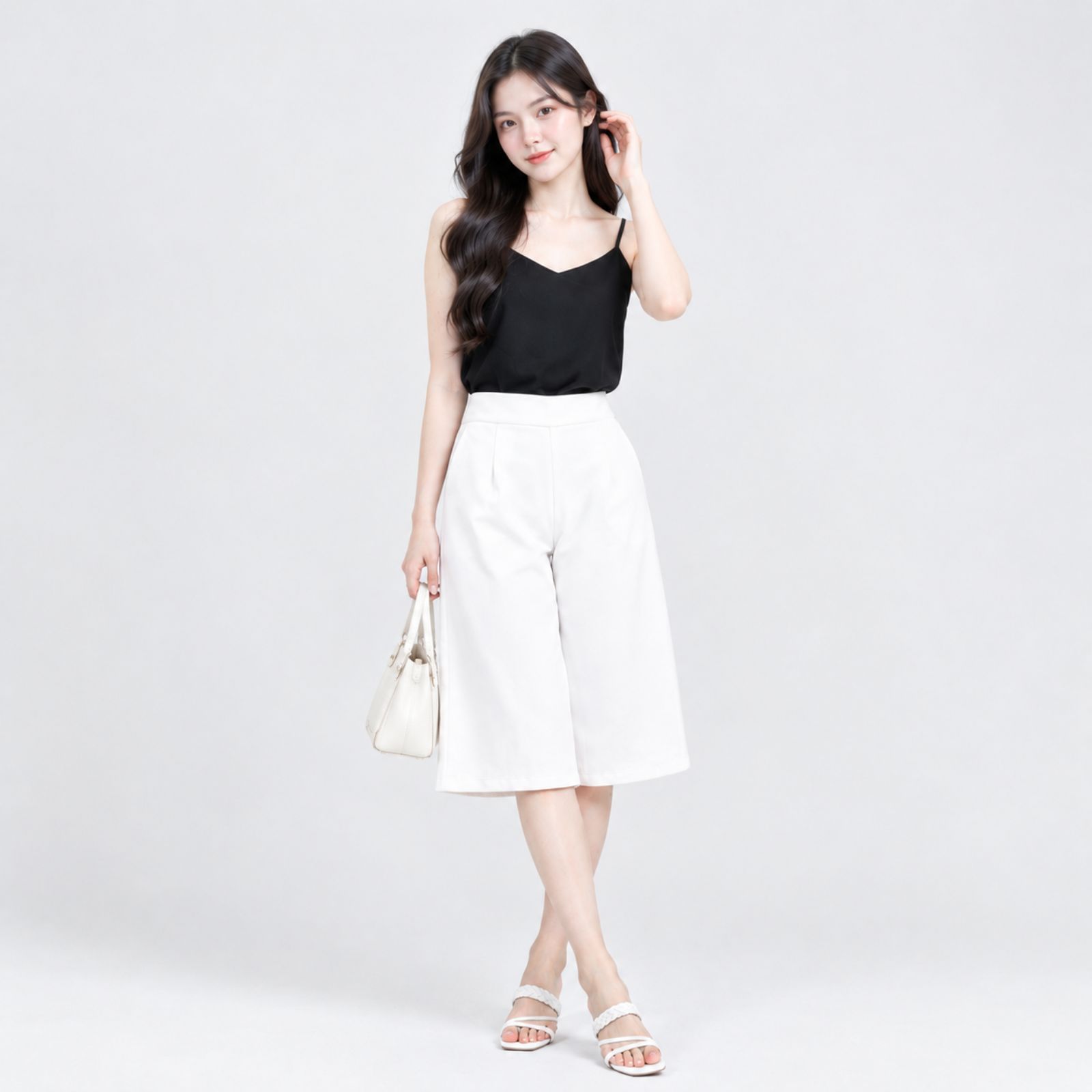 Caren Mid Pants Scuba Premium PUTIH