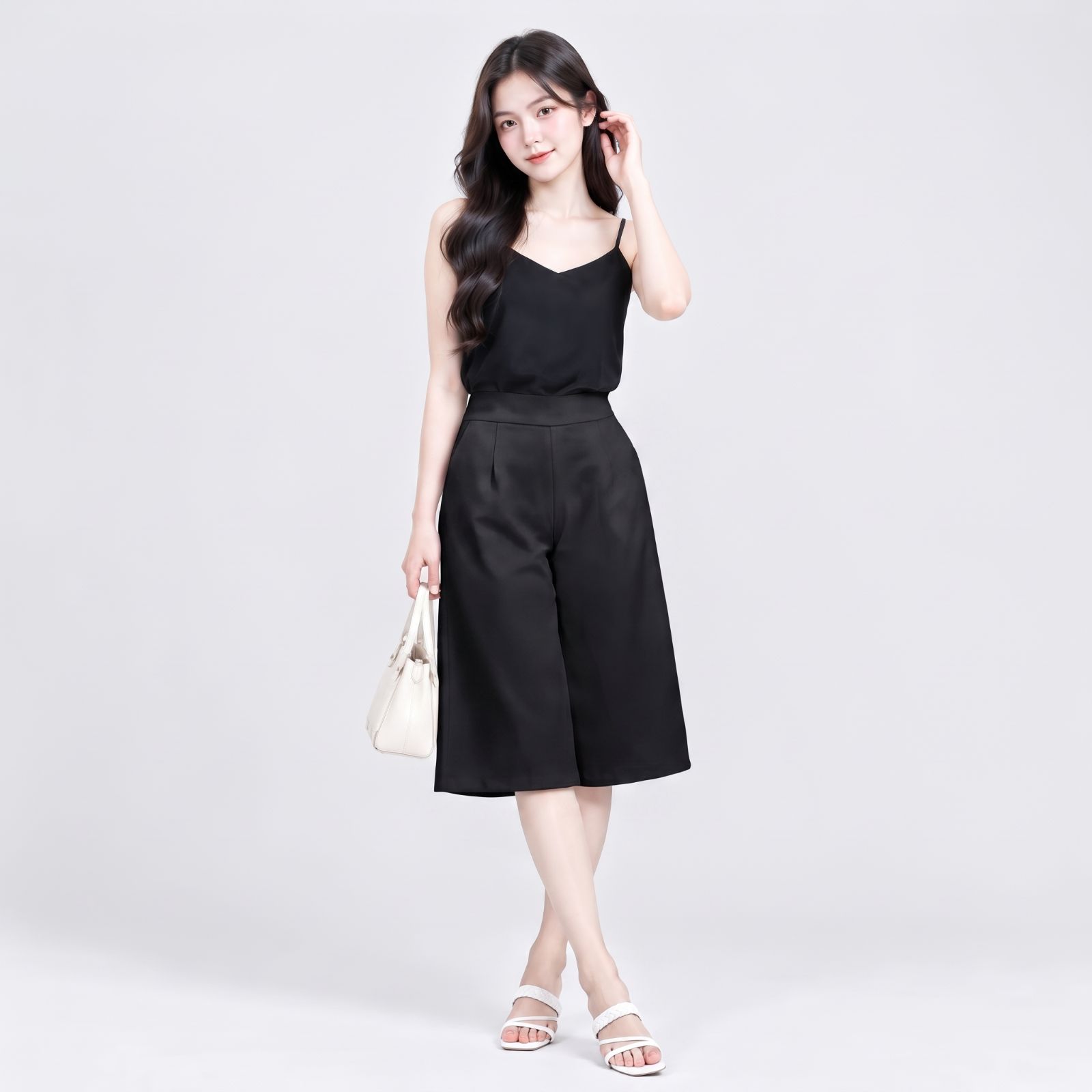 Caren Mid Pants Scuba Premium HITAM