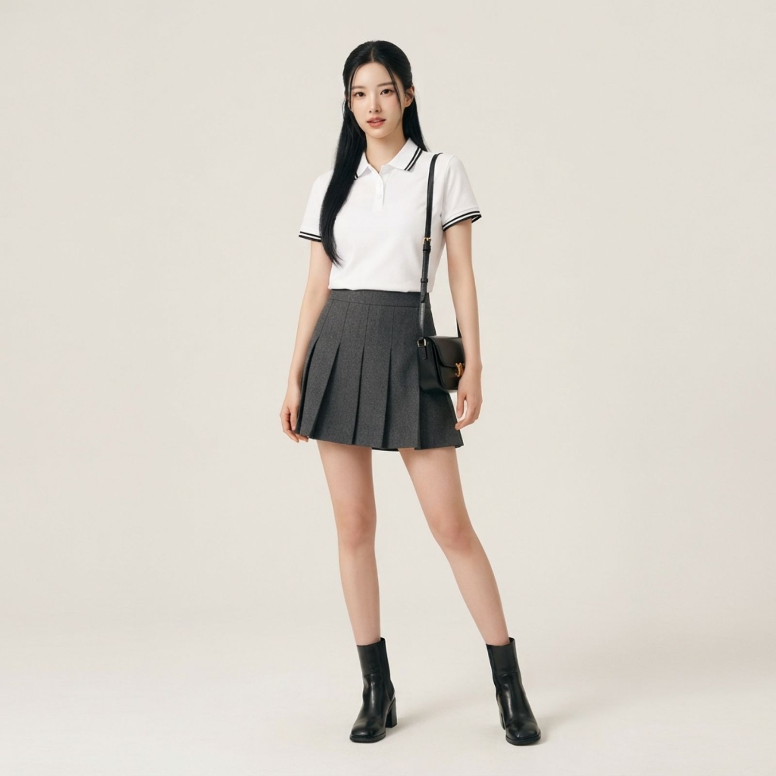 Elegant Stripe Polo Shirt Wanita Premium sampul
