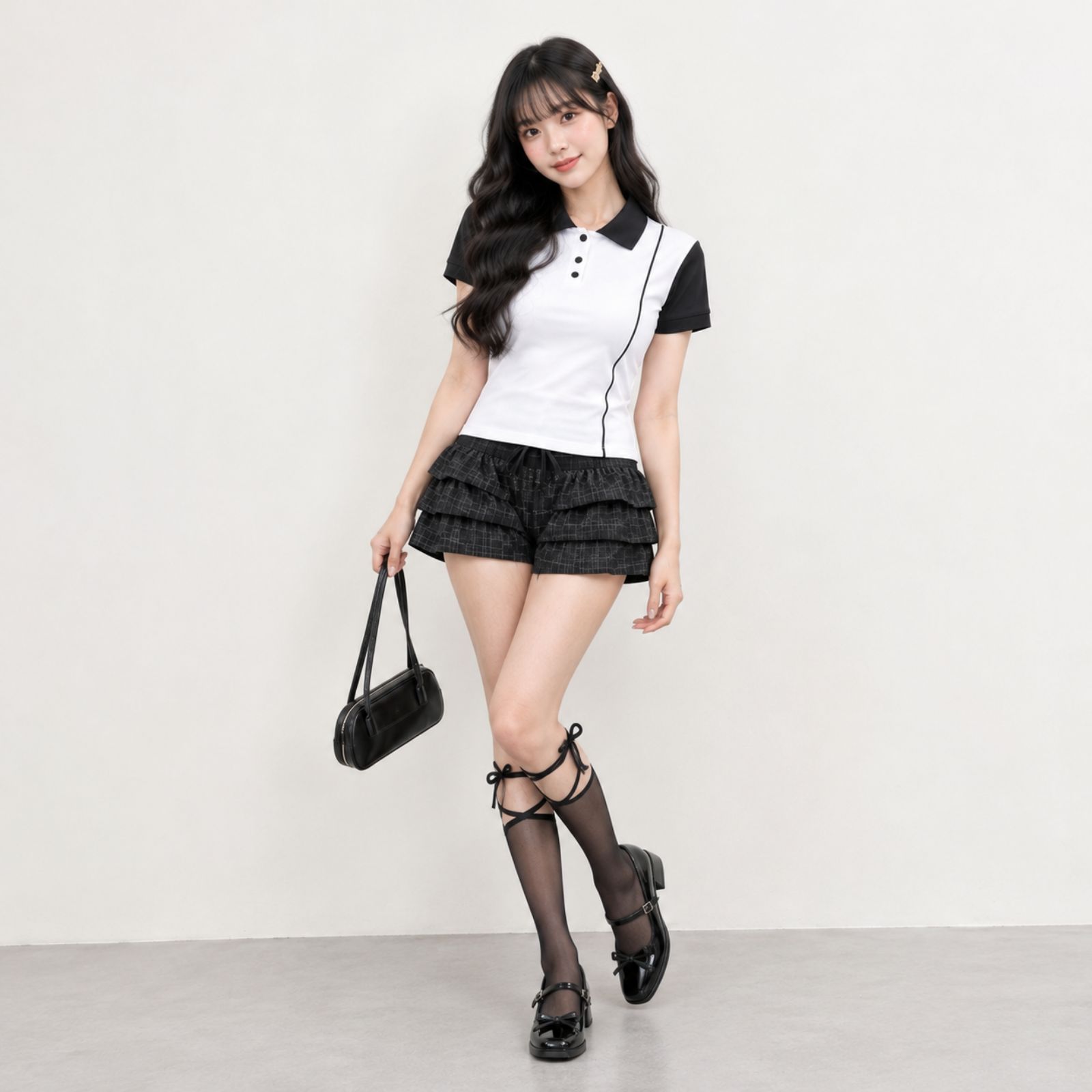 Kaos Polo Wanita Stripe Type Lengan Pendek Slimfit Cutting | Baju Polo Wanita Olahraga by Obasic WHITE