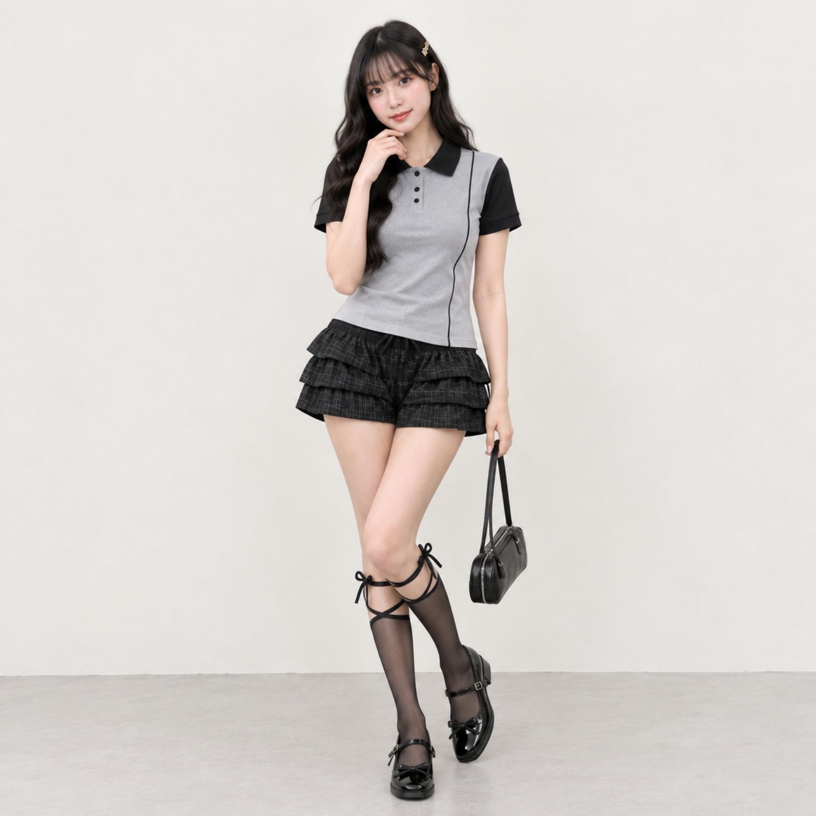 Kaos Polo Wanita Stripe Type Lengan Pendek Slimfit Cutting | Baju Polo Wanita Olahraga by Obasic GREY