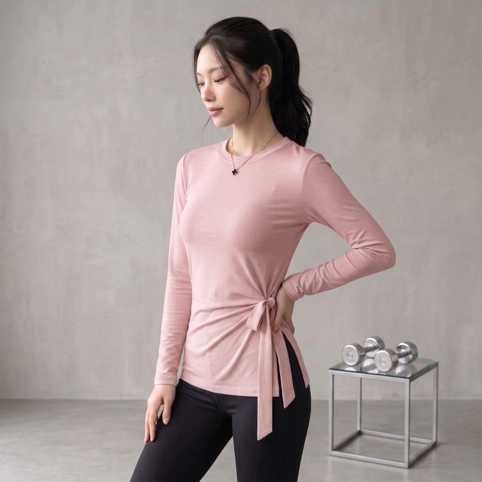 Atasan Wanita Olahraga Lengan Panjang Slim Fit Premium Stretch Korean Style | Blouse Sport Longsleeve by Knara DUSTY