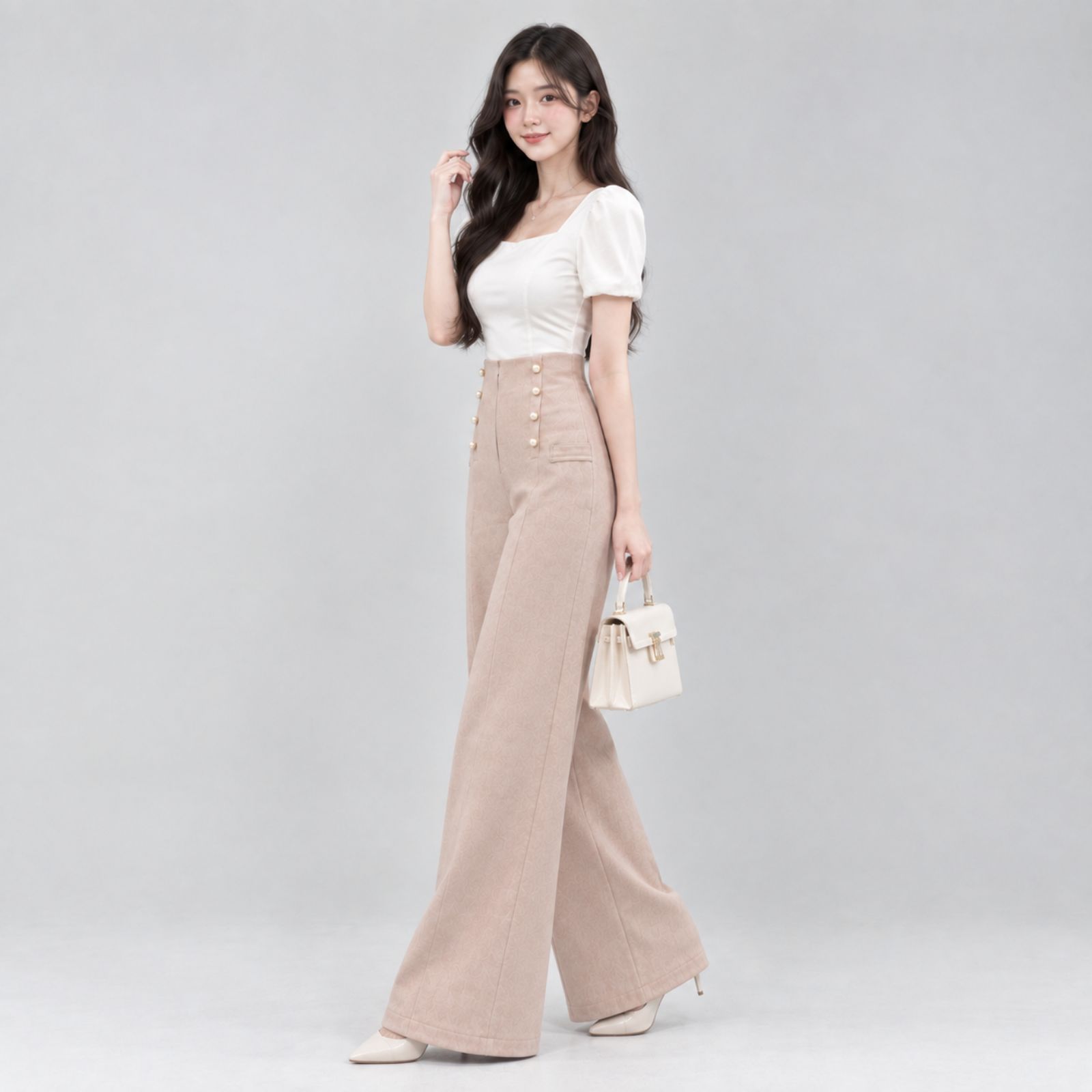 Yoona Celana Kulot Highwaist Wanita Kancing | Highwaist Long Pants Button sampul